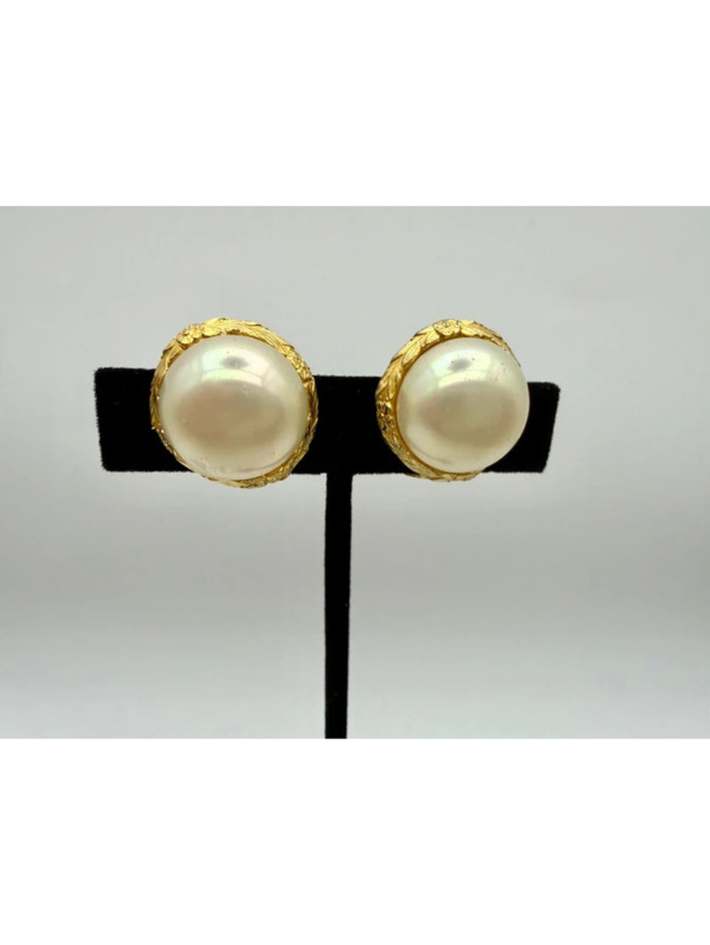 Vintage DeMario Faux Pearl Clip On Earrings